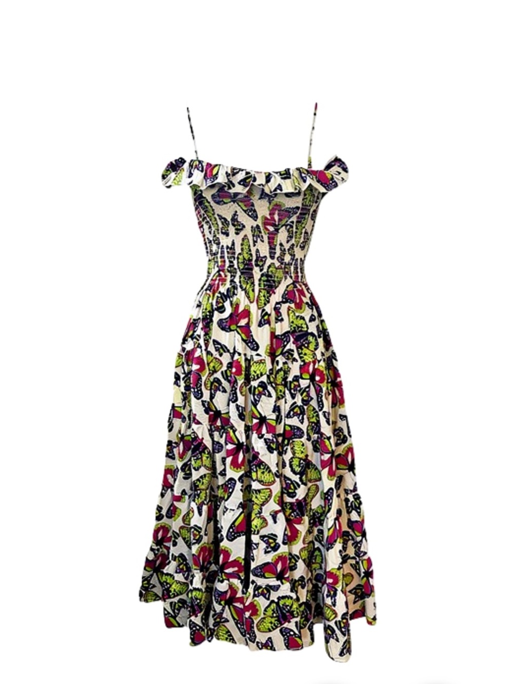 Vintage y2k Betsey Johnson y2k Silk Butterfly Maxi Dress XS/S
